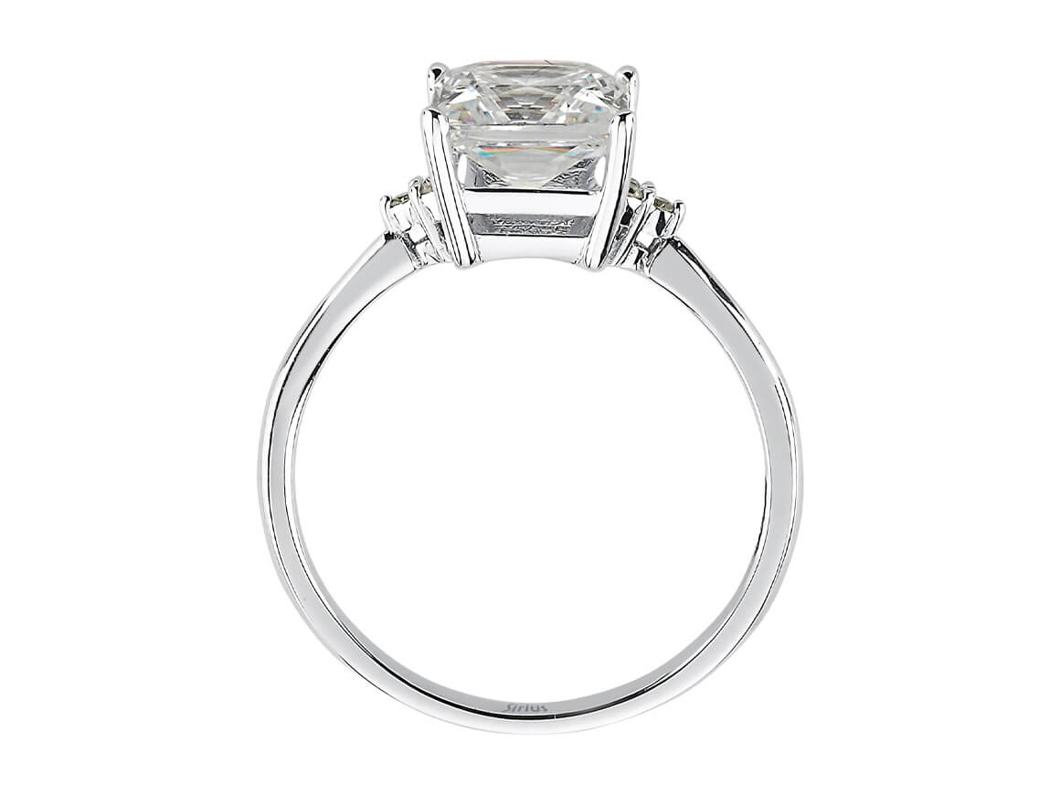 Beyaz Altın üzerine prenses kesim beyaz topaz ve pırlantalı yüzük - 17R0321 - Rosy Lab Diamonds’tan yüksek kaliteli Mücevher