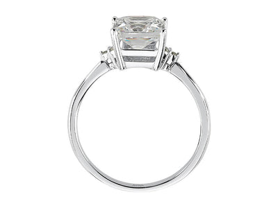Weißgoldring mit Prinzessschliff-Topas und Diamanten – Prenses Design