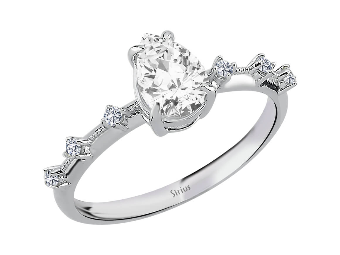 Bague Sofia avec topaze blanche en goutte et diamants cultivés en laboratoire