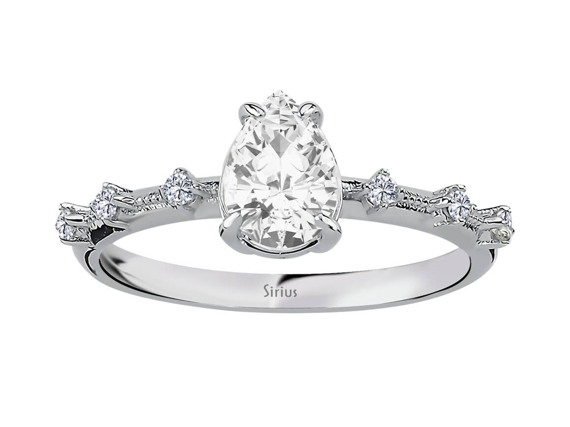 Bague Sofia avec topaze blanche en goutte et diamants cultivés en laboratoire