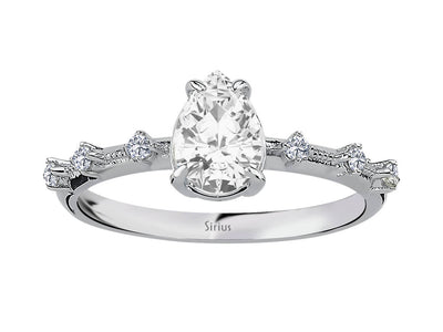 Bague Sofia avec topaze blanche en goutte et diamants cultivés en laboratoire