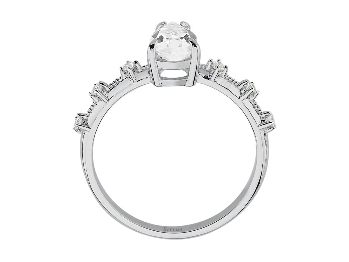 Weißtopas-Ring mit Labordiamanten in 8K Weißgold | Rosy – hochwertiger Schmuck von Rosy Lab Diamonds