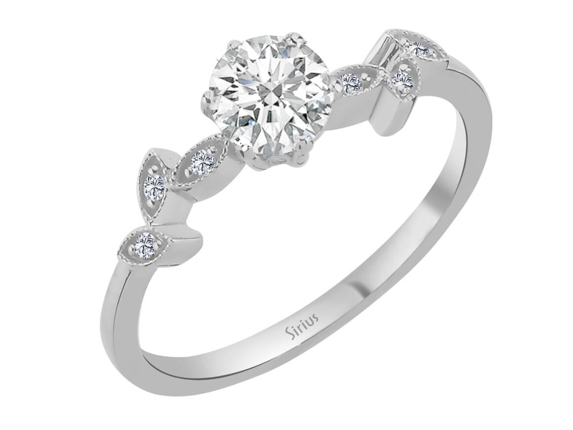 White Gold ring with 0.75 ct white topaz & lab-grown diamonds – Delicate & Elegant – high-quality Jewelry by Rosy Lab Diamonds