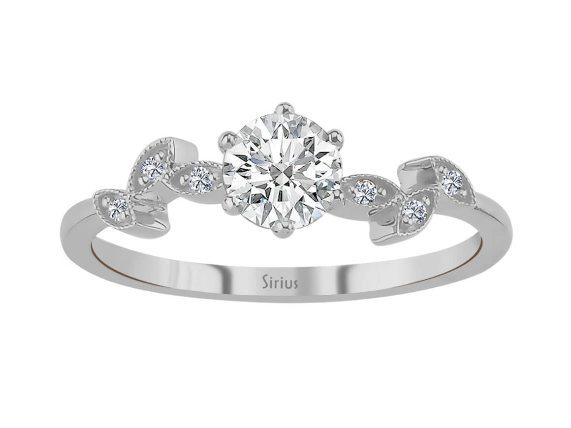 White Gold ring with 0.75 ct white topaz & lab-grown diamonds – Delicate & Elegant – high-quality Jewelry by Rosy Lab Diamonds