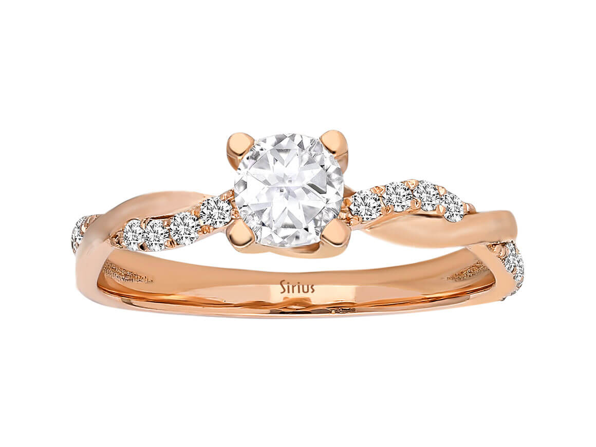 Pırlantalı Beyaz Topaz Tektaş Yüzük - 14K Rose Altın | 0,75 ct - Rosy Lab Diamonds'tan yüksek kaliteli Mücevher