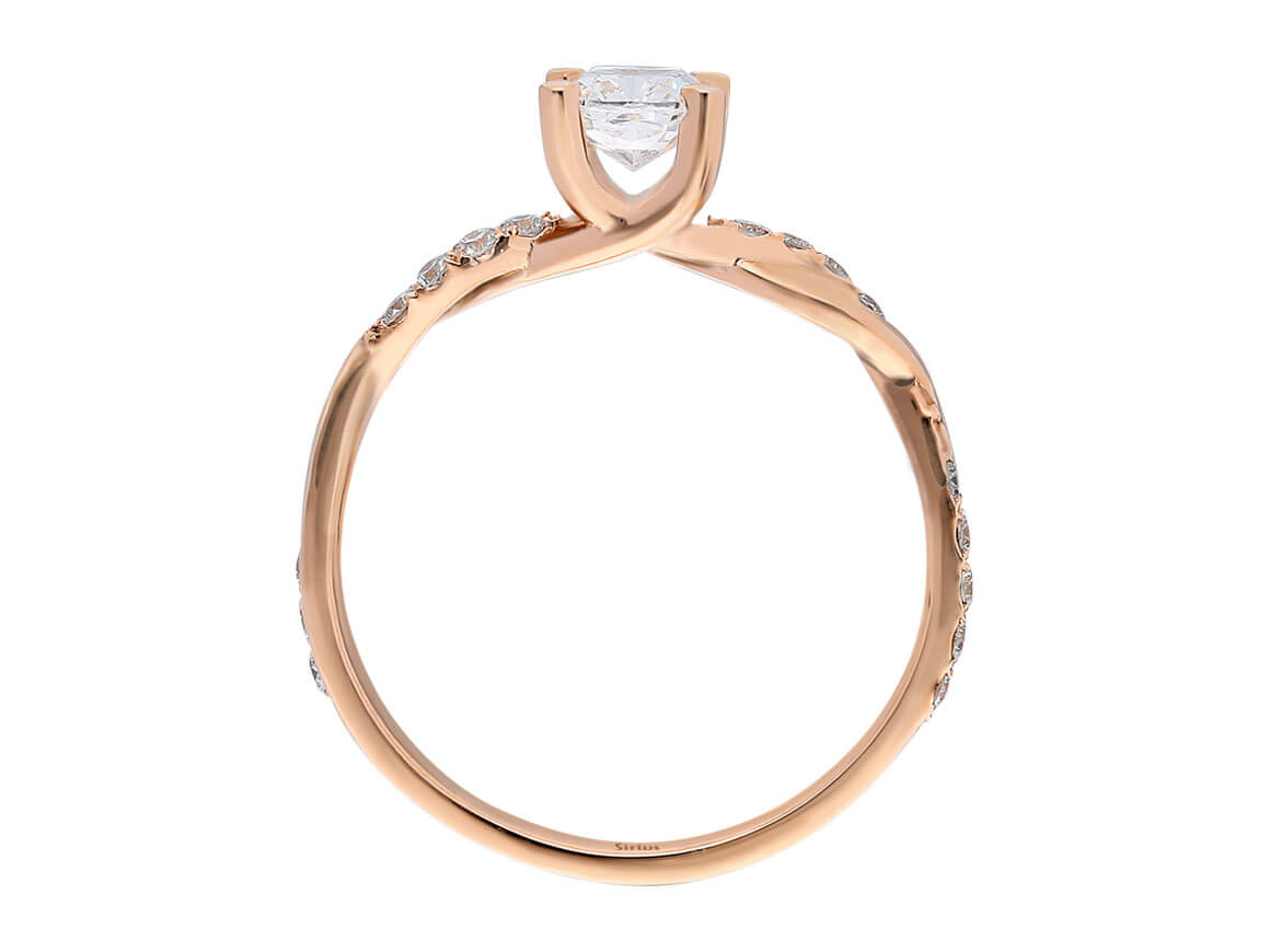 Pırlantalı Beyaz Topaz Tektaş Yüzük - 14K Rose Altın | 0,75 ct - Rosy Lab Diamonds'tan yüksek kaliteli Mücevher