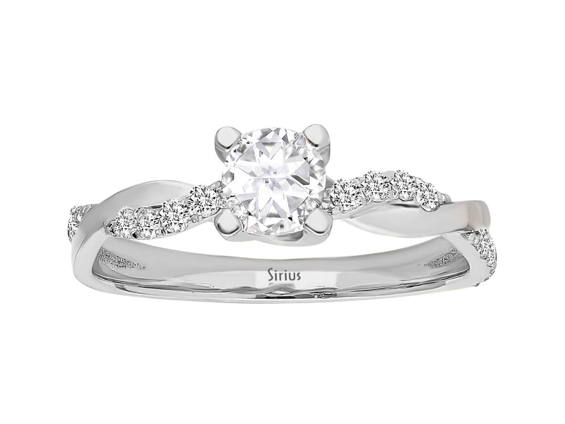 Solitär-Ring mit Weißtopas und Diamanten aus 14K Gold