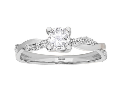 Solitär-Ring mit Weißtopas und Diamanten aus 14K Gold