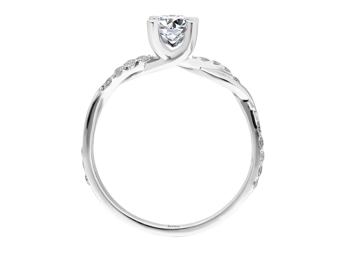 Solitär-Ring mit Weißtopas und Diamanten aus 14K Gold