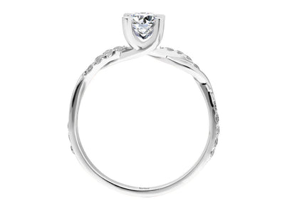 Solitär-Ring mit Weißtopas und Diamanten aus 14K Gold