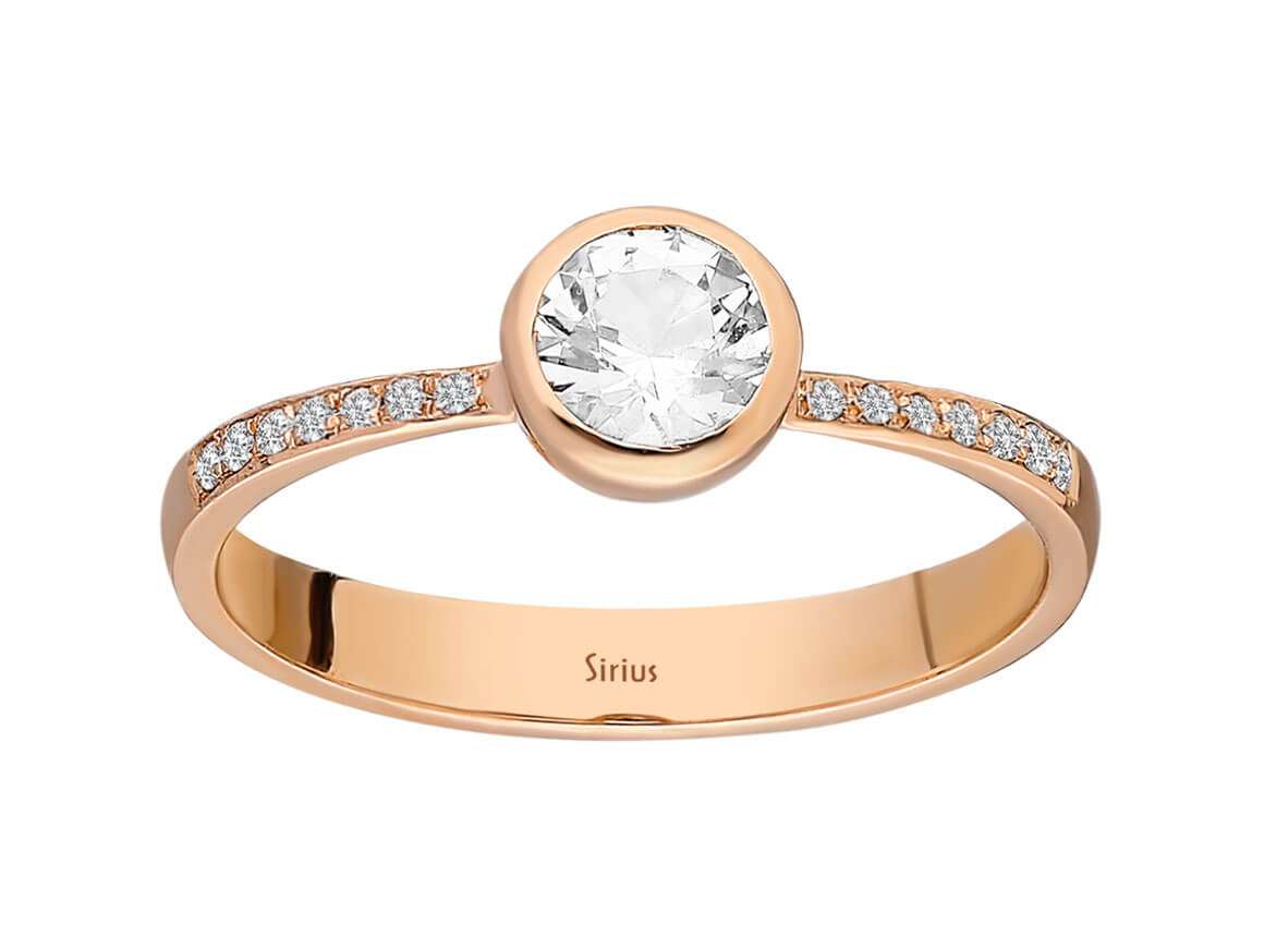 Bague raffinée en Diamant de laboratoire et topaze blanche en Or Rose 14 carats | Bijoux élégants – bijoux haut de gamme de Rosy Lab Diamonds