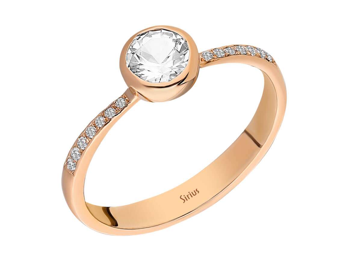 Bague raffinée en Diamant de laboratoire et topaze blanche en Or Rose 14 carats | Bijoux élégants – bijoux haut de gamme de Rosy Lab Diamonds