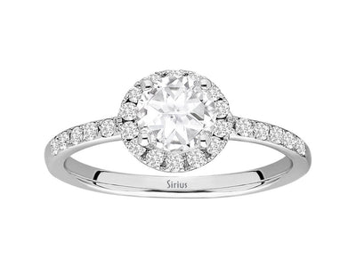 Sparkling lab diamond and white topaz ring in 14 karat white gold