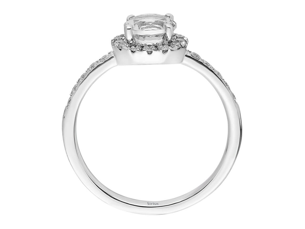 Sparkling lab diamond and white topaz ring in 14 karat white gold