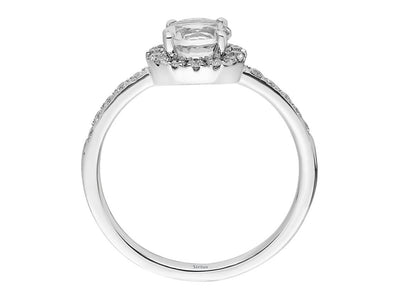 Sparkling lab diamond and white topaz ring in 14 karat white gold