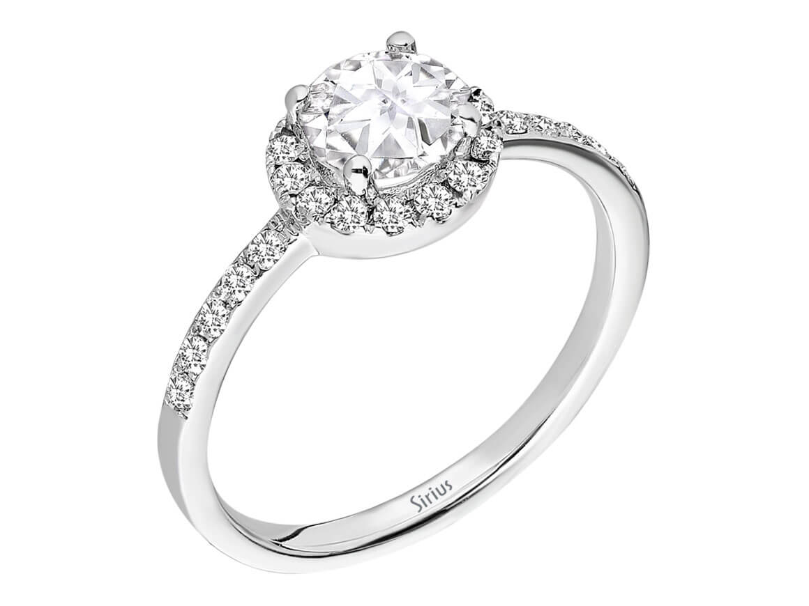 Sparkling lab diamond and white topaz ring in 14 karat white gold