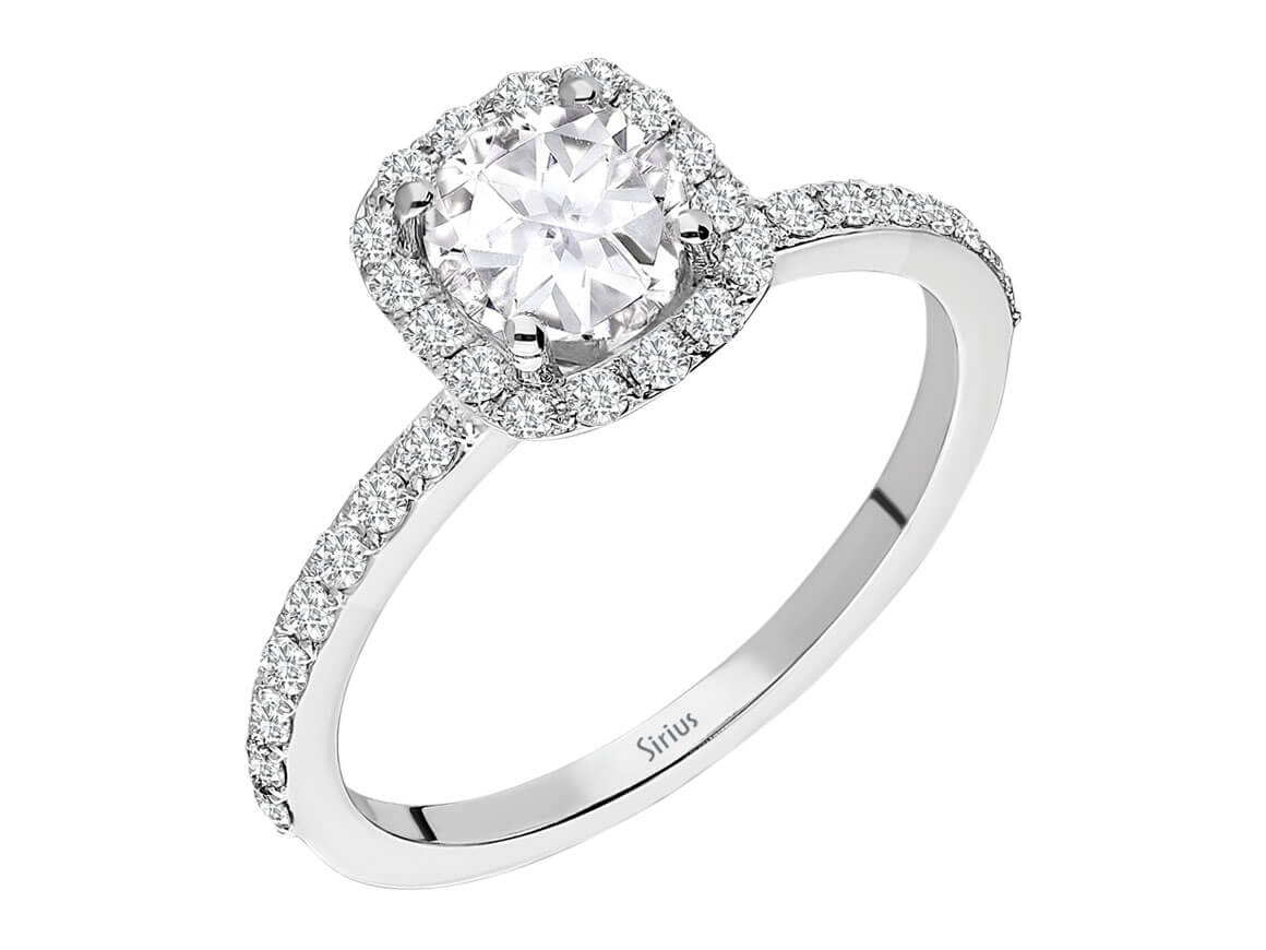 Glänzender Labordiamant und Weißtopas Ring in 14 Karat Weißgold