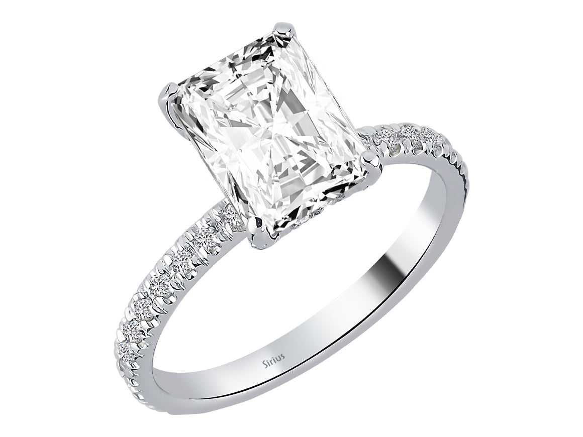 Venus Amara Ring - White Topaz & Lab-Grown Diamonds in 14K White Gold | Radiant Elegance - high-quality Jewelry by Rosy Lab Diamonds