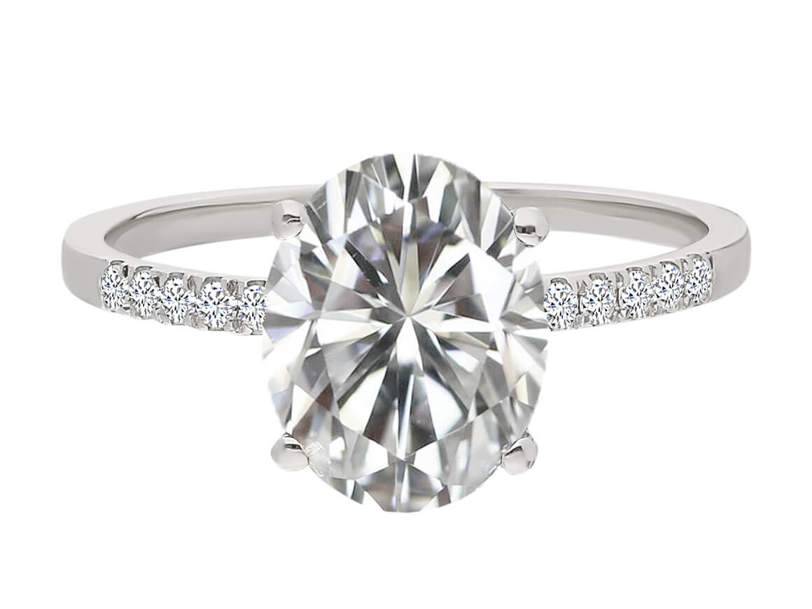 Weißtopas-Ring mit Diamanten in 14K Weißgold