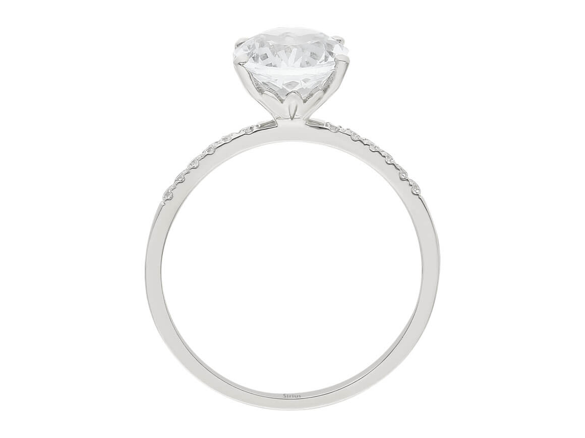 Weißtopas-Ring mit Diamanten in 14K Weißgold