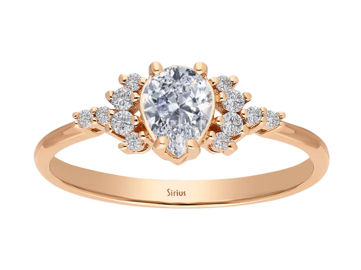 Bague élégante avec diamants de laboratoire et Saphir blanc | Or Rose 14 carats - Bijoux haut de gamme de Rosy Lab Diamonds