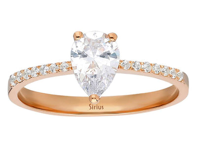 Weißgold-Ring mit Tropfen-Topas und Diamanten – 14K Roségold