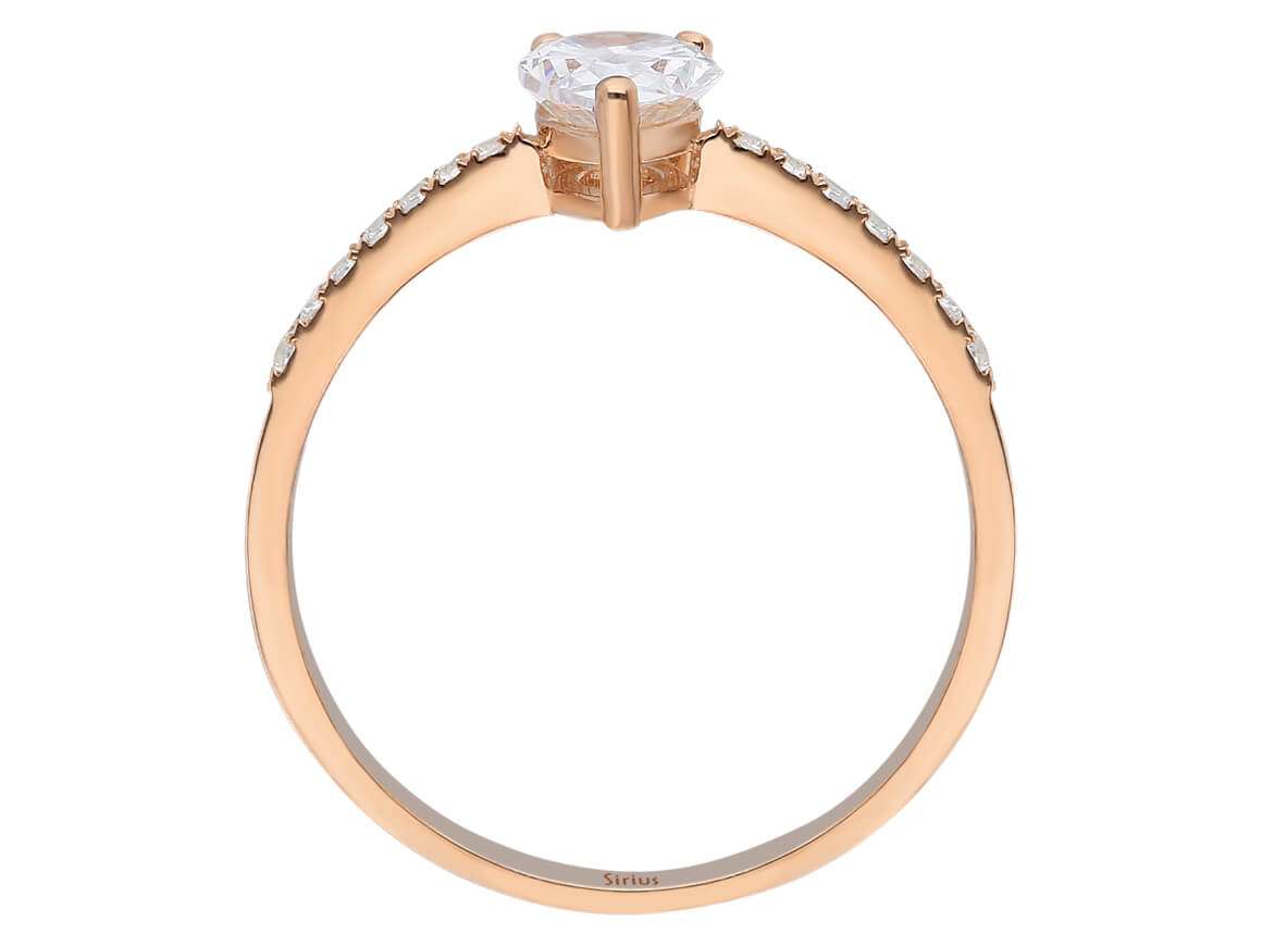 Weißgold-Ring mit Tropfen-Topas und Diamanten – 14K Roségold