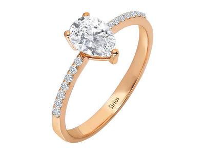 Weißgold-Ring mit Tropfen-Topas und Diamanten – 14K Roségold