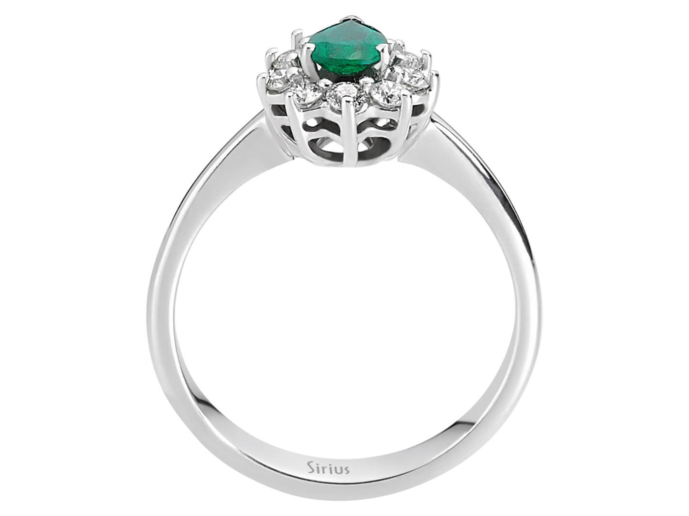 Eleganter Diamantring mit Smaragd - 14K Weißgold - 0,54 Karat Edelsteine - hochwertiger Schmuck von Rosy Lab Diamonds