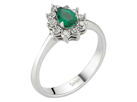 Eleganter Diamantring mit Smaragd - 14K Weißgold - 0,54 Karat Edelsteine - hochwertiger Schmuck von Rosy Lab Diamonds