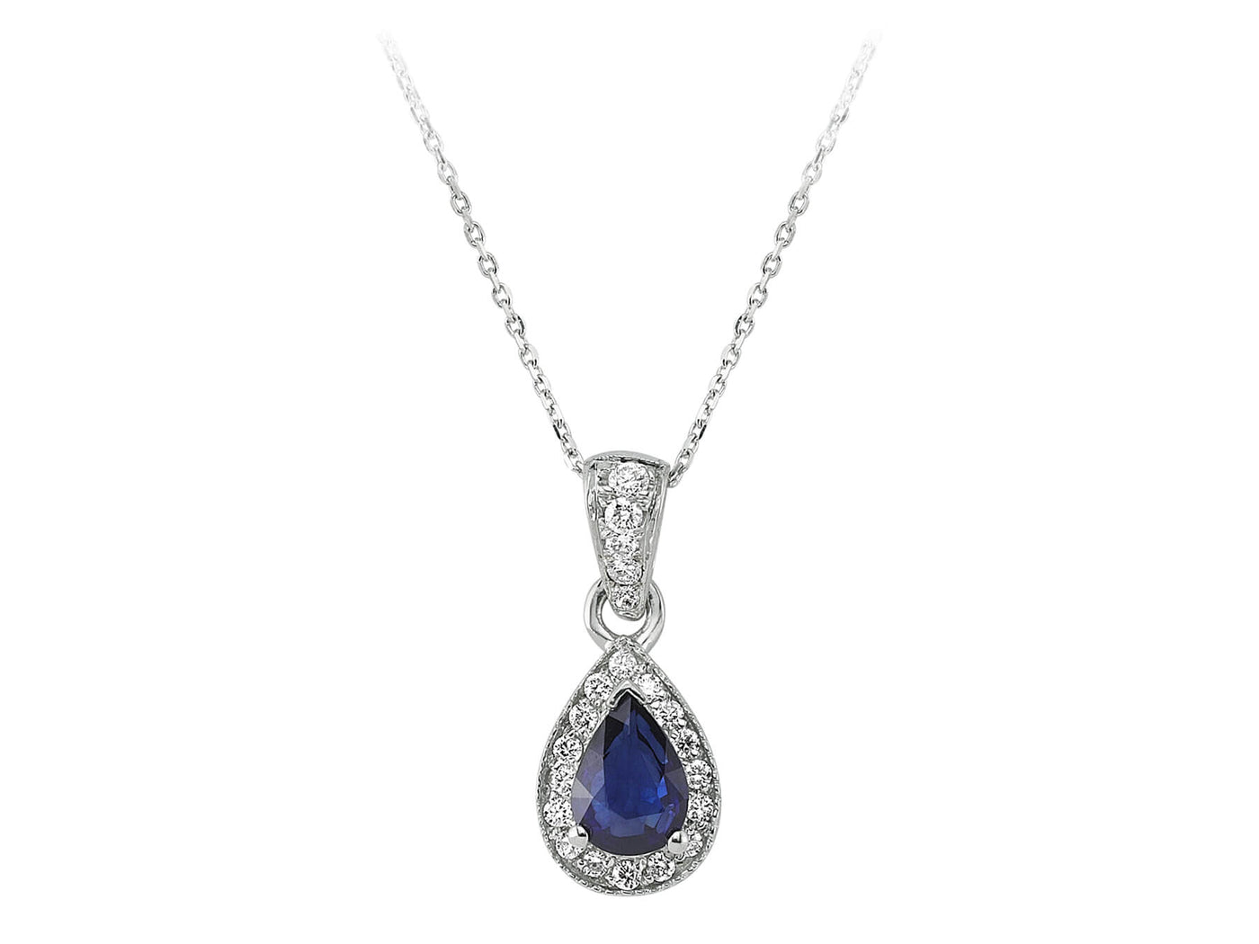 21 laboratuvar pırlantalı damla şeklinde Safir kolye ucu | 14K Altın - Rosy Lab Diamonds’tan yüksek kaliteli Mücevher