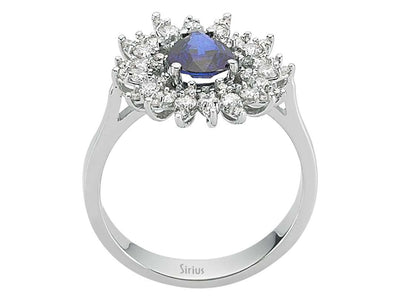 14K Weißgoldring mit Tropfen-Saphir und 54 Diamanten – 1.87 ct Gesamtgewicht