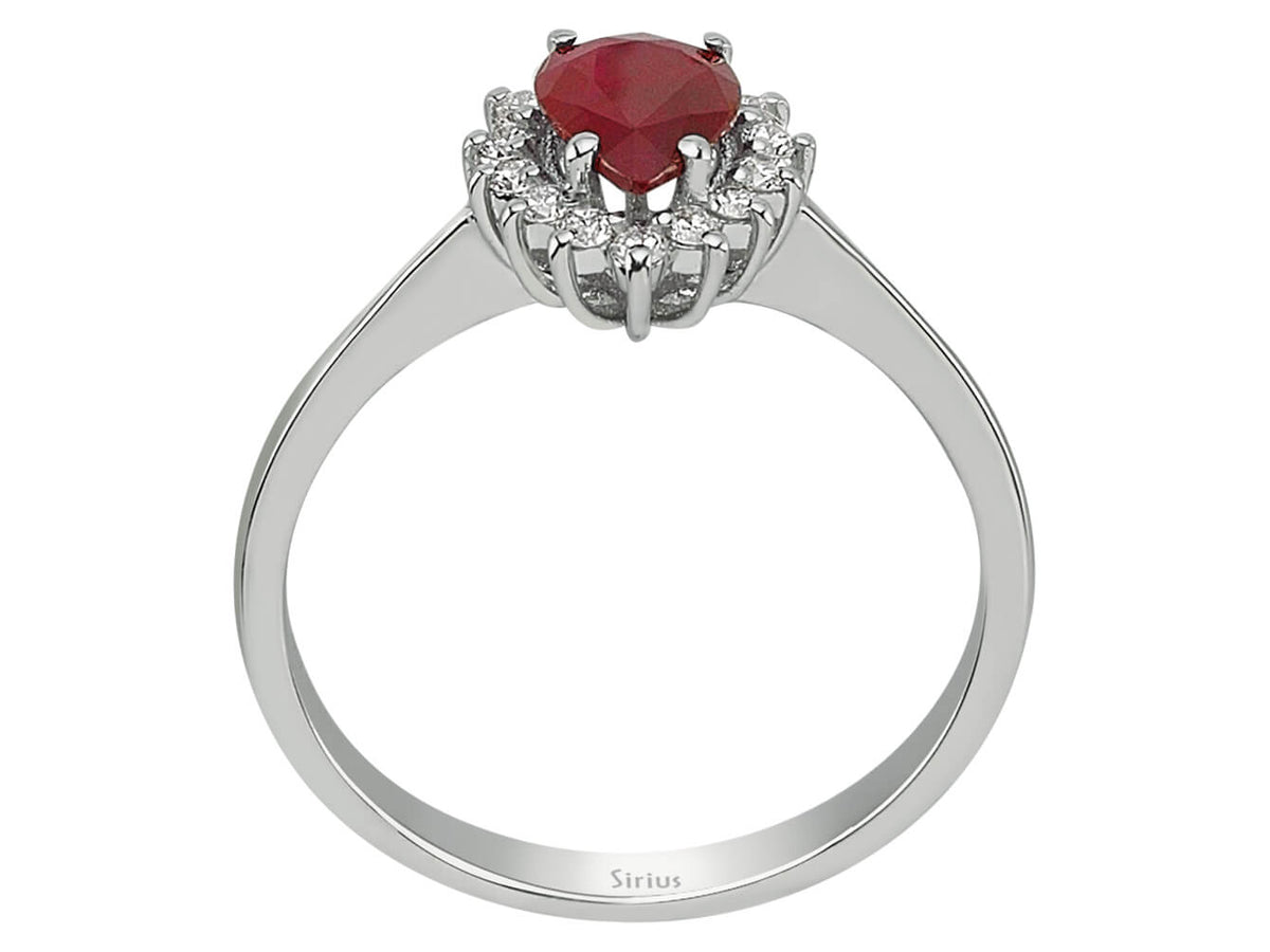 Anturage-Ring mit 0,80 ct Rubin & 0,16 ct Diamanten - 14K Weißgold - hochwertiger Schmuck von Rosy Lab Diamonds