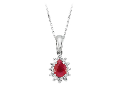 Pendant with drop Yakut and diamonds – 8K white gold