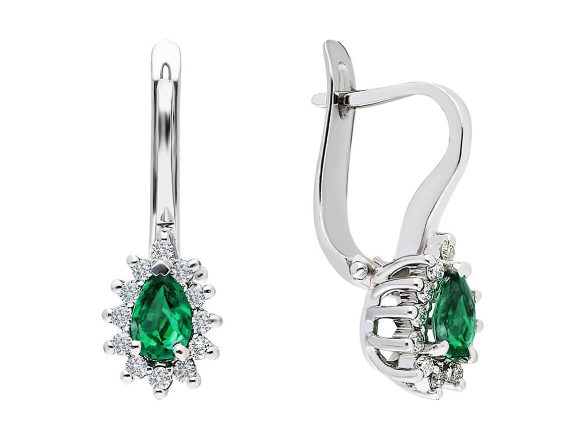 أقراط متدلية مع زمرد و24 ماسة - ذهب عيار 8 قيراط - مجوهرات فاخرة من Rosy Lab Diamonds