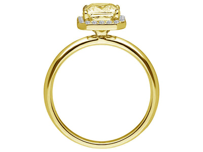 14K Yellow Gold Ring with 1.30 Carat Emerald and 0.10 Carat Citrine – Elegant Solitaire