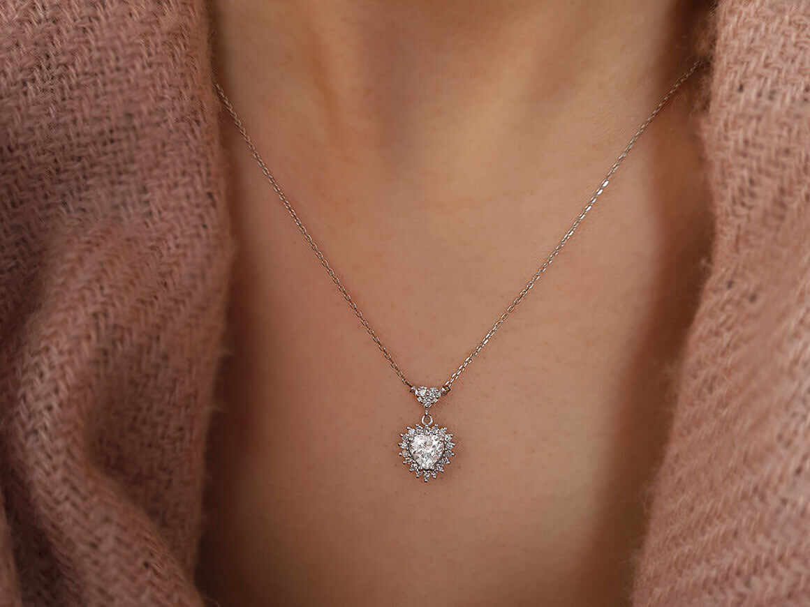 Herz-Topas Anturajkette mit labordiamanten | 14K Gold - hochwertiger Schmuck von Rosy Lab Diamonds
