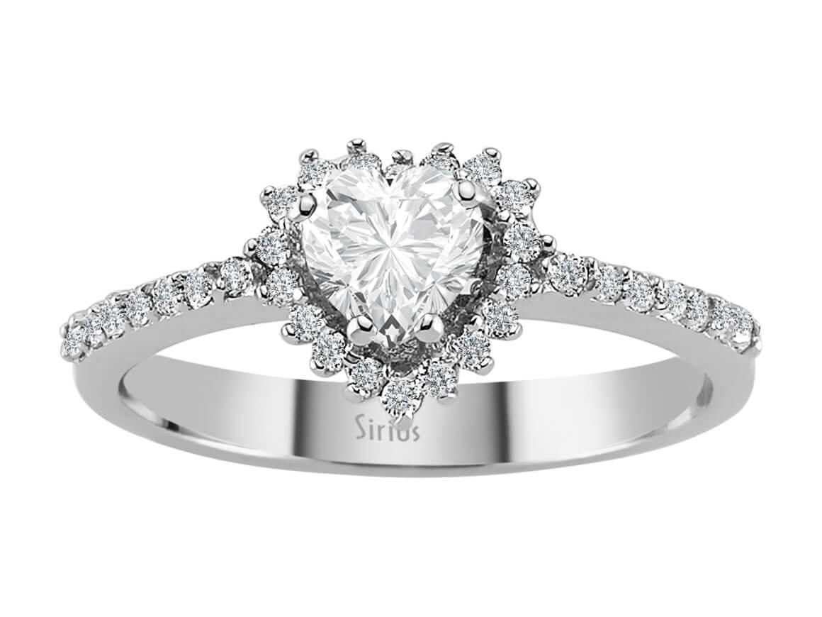 Herzförmiger Weißer Topas Ring mit Laborgezüchteten Diamanten in Weißgold | Romantischer Schmuck - hochwertiger Schmuck von Rosy Lab Diamonds