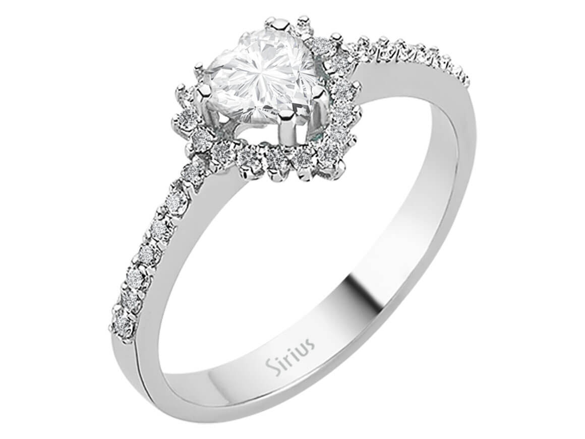 Herzförmiger Weißer Topas Ring mit Laborgezüchteten Diamanten in Weißgold | Romantischer Schmuck - hochwertiger Schmuck von Rosy Lab Diamonds