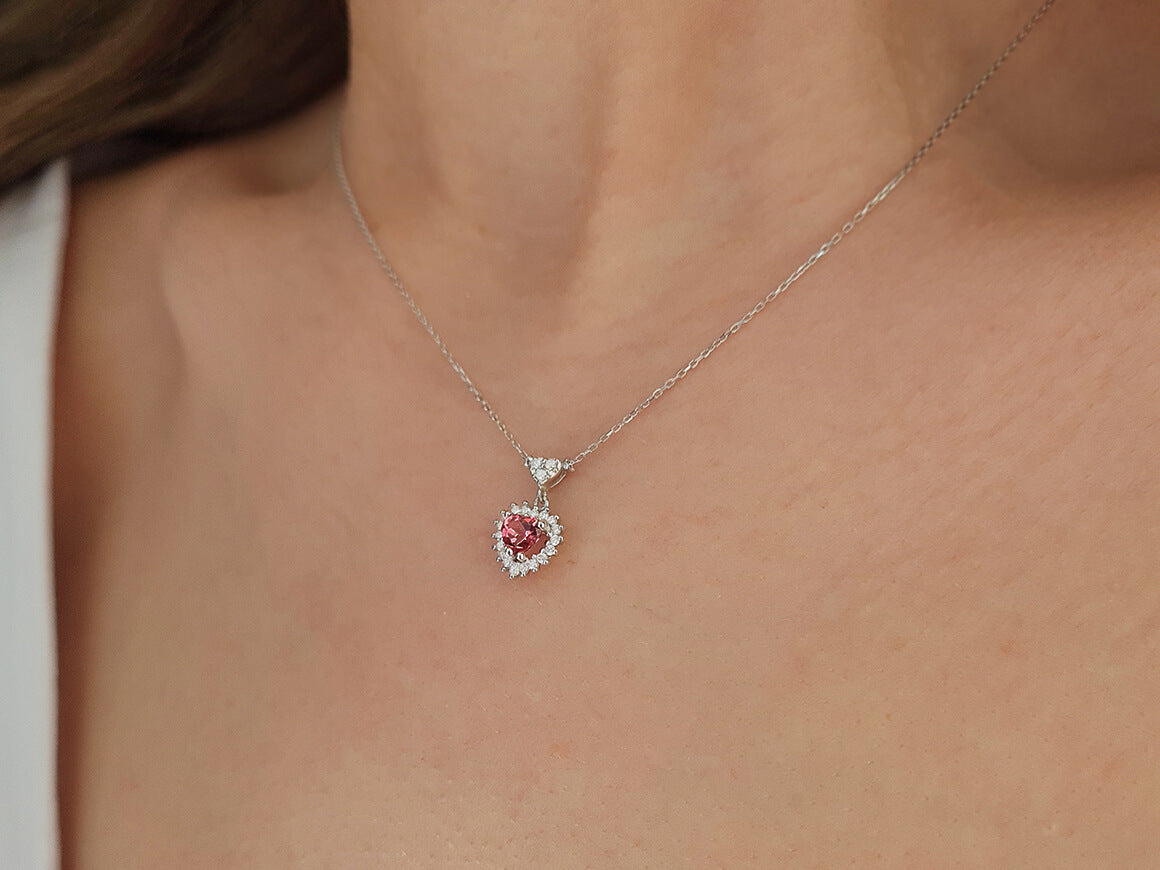 Heart Tourmaline entourage necklace with lab diamonds | 14K gold – high-quality Jewelry from Rosy Lab Diamonds