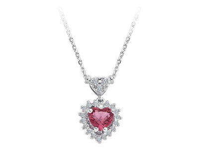 Collier Anturaj avec tourmaline en forme de cœur et 21 diamants ronds de laboratoire – Or 14 carats