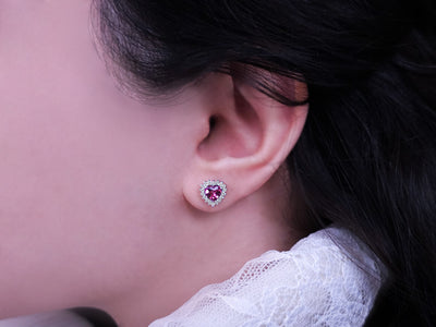 Boucles d'oreilles Anturage avec tourmaline cœur 0,85 ct et diamants 0,25 ct en or blanc 585