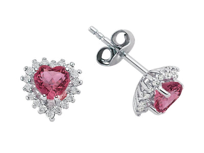 Boucles d'oreilles Anturage avec tourmaline cœur 0,85 ct et diamants 0,25 ct en or blanc 585