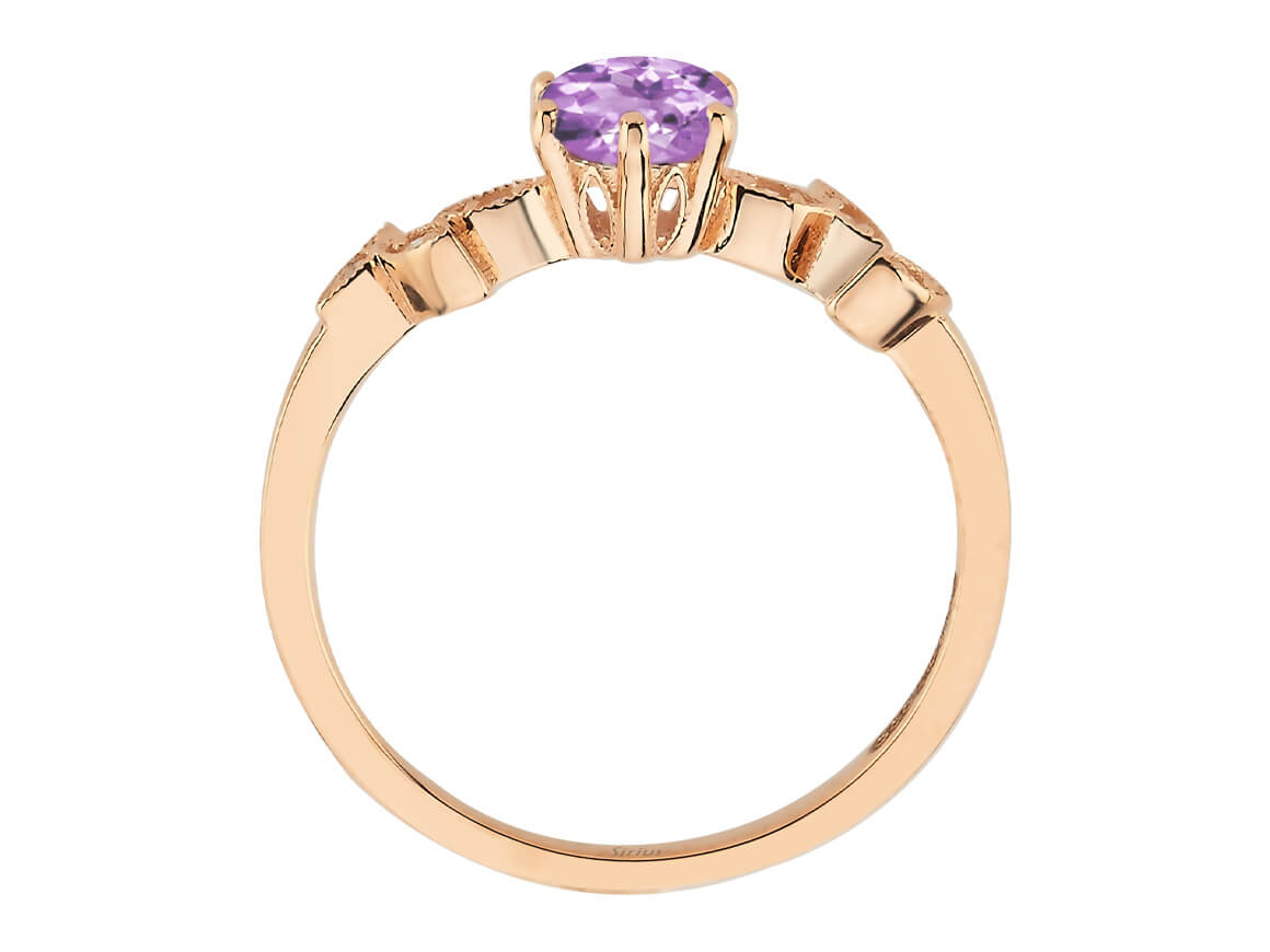 Romantic rose gold ring with lavender amethyst & lab diamonds