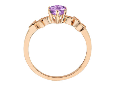 Romantic rose gold ring with lavender amethyst & lab diamonds