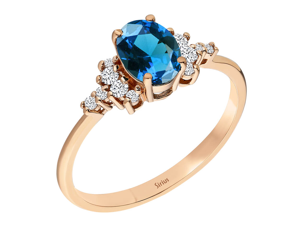 Blautopas-Ring mit Diamanten in 14K Roségold | Rosy – hochwertiger Schmuck von Rosy Lab Diamonds