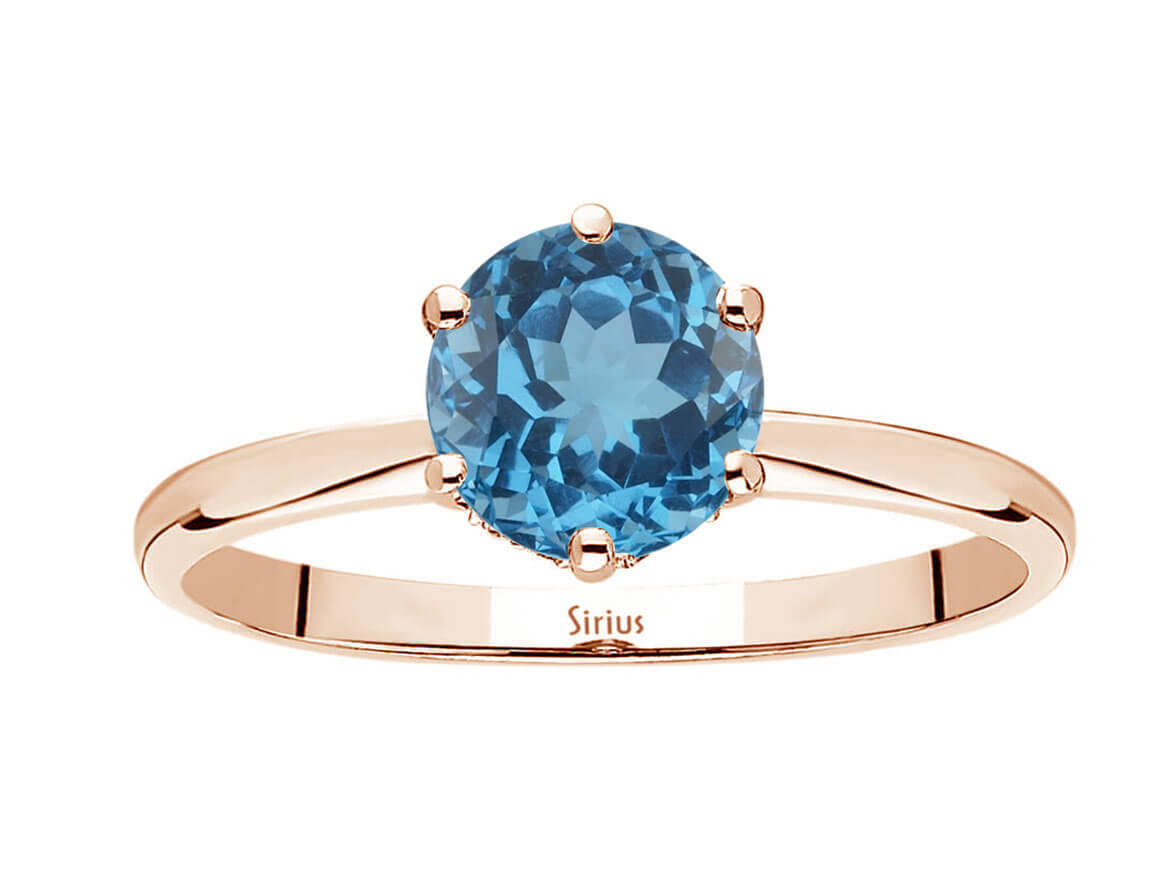 Bague élégante ornée de diamants de laboratoire et de topaze bleu Londres | Or Rose 14 carats - Bijoux haut de gamme de Rosy Lab Diamonds
