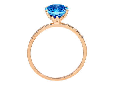 Ring with London Blue Topaz and Diamonds in 14K Rose Gold