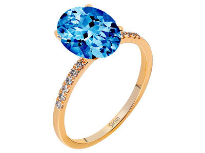 Ring with London Blue Topaz and Diamonds in 14K Rose Gold