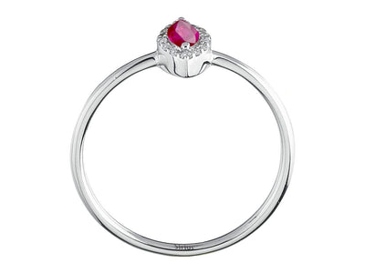 14K white gold ring with 14 round diamonds (0.06 carat) and 1 marquise-shaped tourmaline (0.13 carat)
